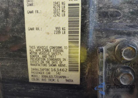 2011 Nissan Altima S из США, поврежденный, VIN 1N4AL2AP3BC163462